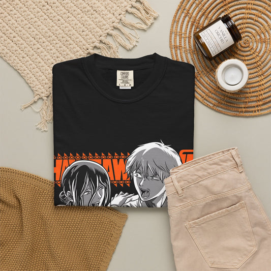 Denji and Reze Chainsaw Man Anime T-Shirt Design - "I'll Teach You Everything" Graphic
