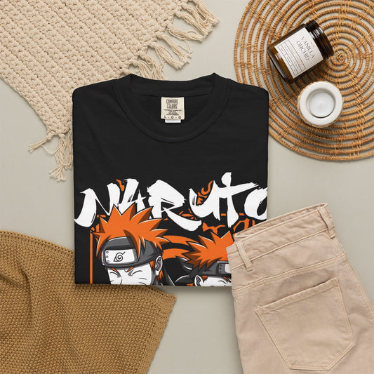 Classic Naruto Uzumaki Duo Graphic - Hidden Leaf Ninja Anime Nostalgia T-Shirt