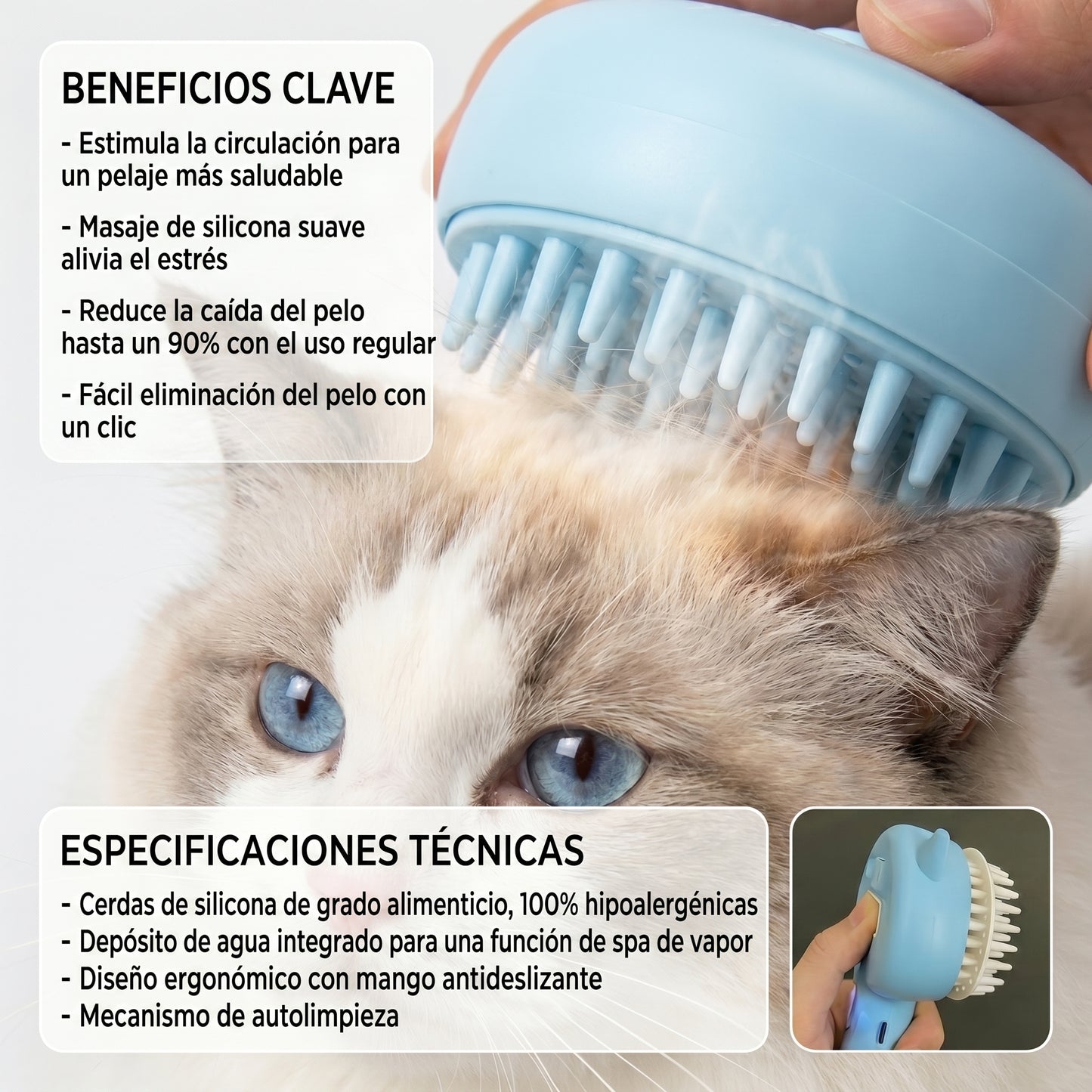 Cepillo de Aseo Autolimpiante para Gatos