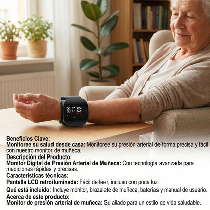 Monitor de Presión Arterial de Muñeca con Pantalla LED Táctil