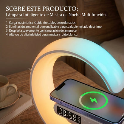 Reloj Despertador Multifuncional con Luz LED y Cargador Inalámbrico