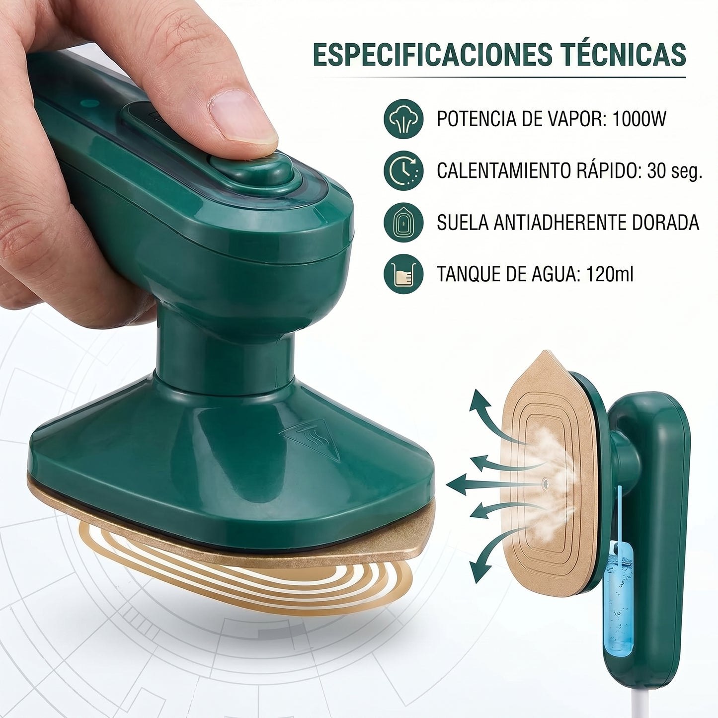 Mini Plancha de Vapor Portátil | Calentamiento Rápido