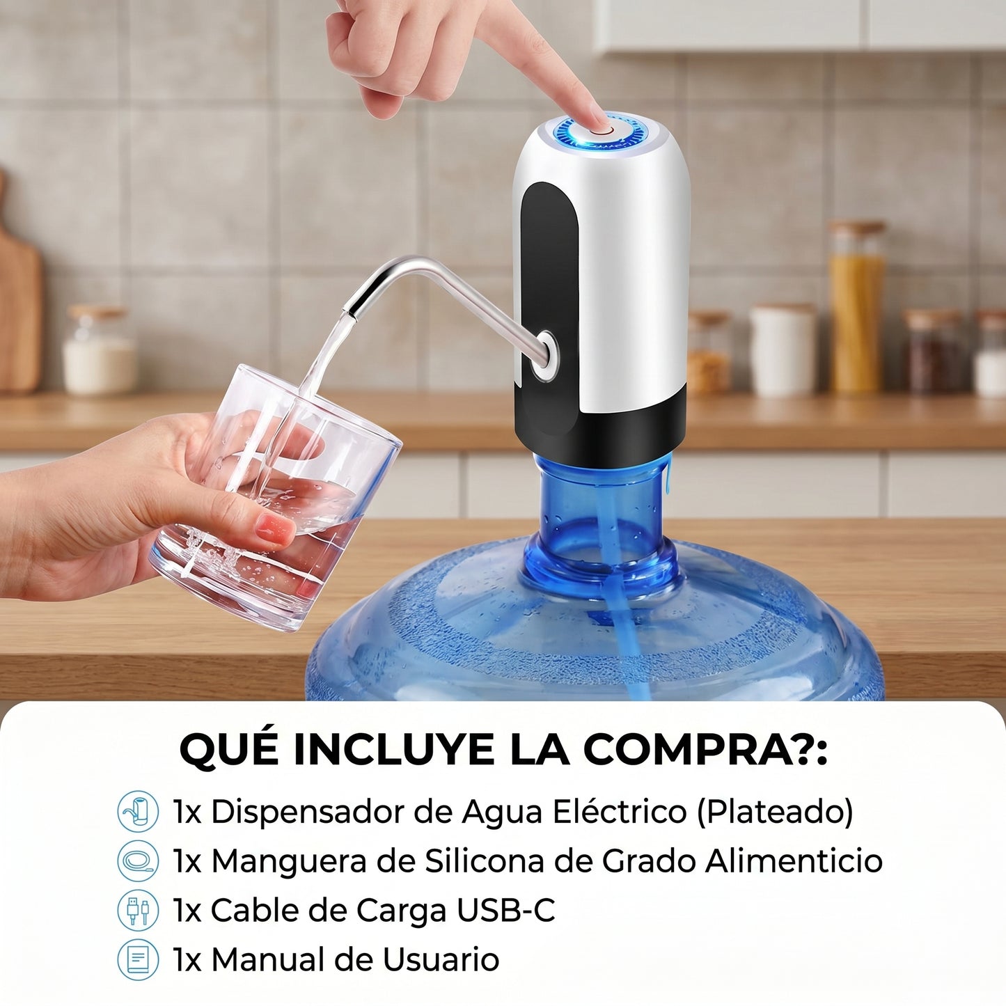 Dispensador de Agua Recargable para Botellón | Manual y Ajustable